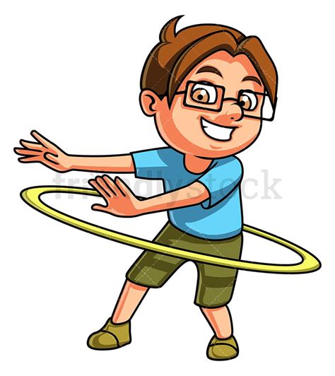 Boy Hula Hooping Cartoon Clipart Vector - FriendlyStock