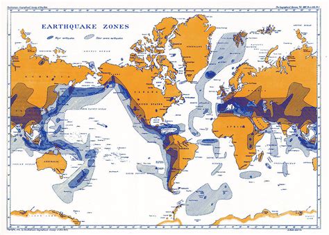 Earthquake Zones Map Photograph by Science Source