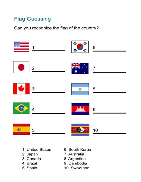 Flag Worksheet: Can You Identify the Country Flag? - ALL ESL