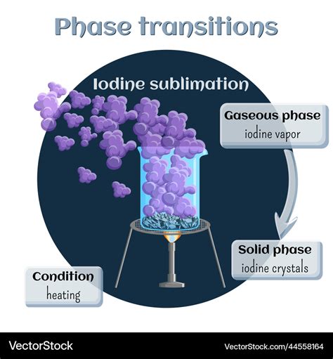 Iodine sublimation phase transition from solid Vector Image