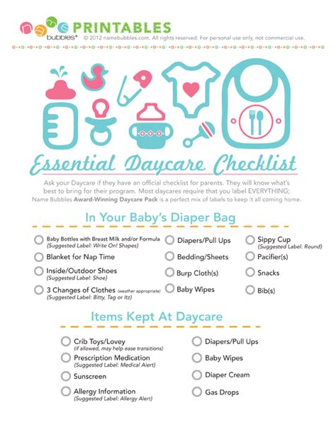 The Essential Daycare Checklist - | Daycare checklist, Daycare, Kids ...