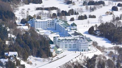 Mackinac Island from the air in Winter