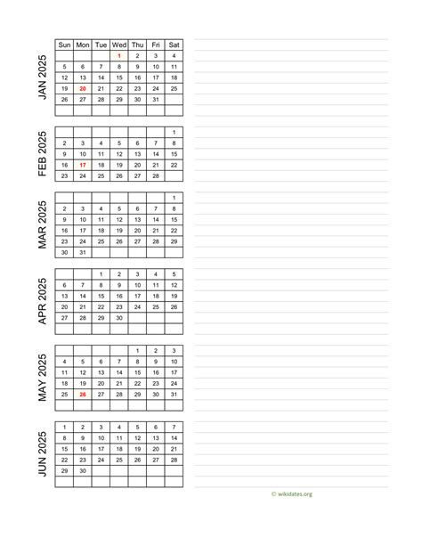 Printable 2025 Calendar | WikiDates.org