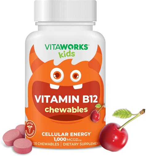 Amazon.com: VitaWorks Kids Vitamin B12 1000 mcg Chewable Tablets ...