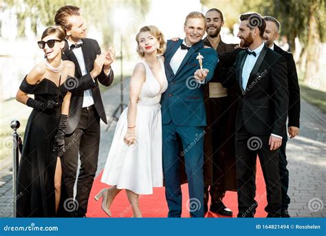 Movie Actors on the Red Carpet Outdoors Stock Photo - Image of ...