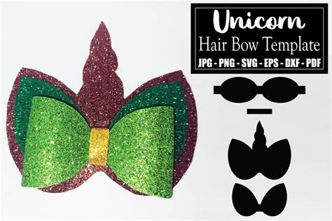 Unicorn Hair Bow SVG Hair Bow Template DIY Template