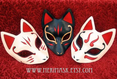 Leather Mask MADE TO ORDER Wedge Kitsune Mask... Masquerade - Etsy UK