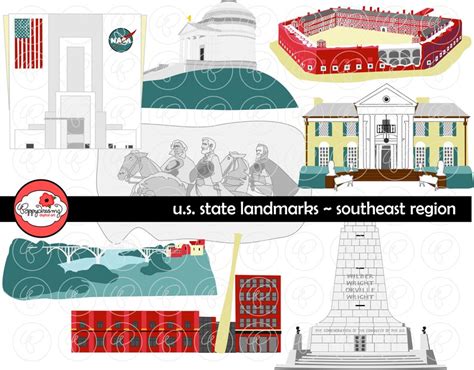 U.S. State Landmarks Southeast Region Digital Clip Art: Florida ...