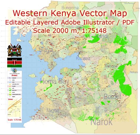 Kenya Western Part Map Vector Exact Country Plan detailed Road Admin ...