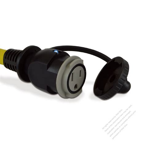 USA 3Pin Converts L5-30P Plug to NEMA 5-15R 15A Cam Lock connector, Yellow 1 FT (0.3M) - Well ...