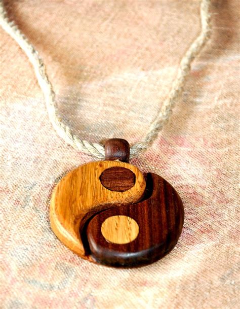 Yin & Yang, Wooden pendant, Wood jewlery, unique necklace, woodcarving, handmade, Natural wood ...