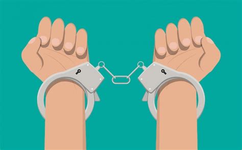Premium Vector | Modern metal handcuffs.