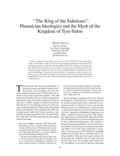 (PDF) “The King of the Sidonians”: Phoenician Ideologies and the Myth ...