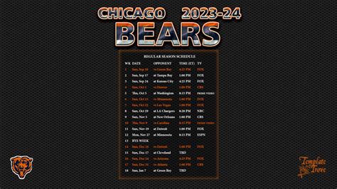 2023-2024 Chicago Bears Wallpaper Schedule