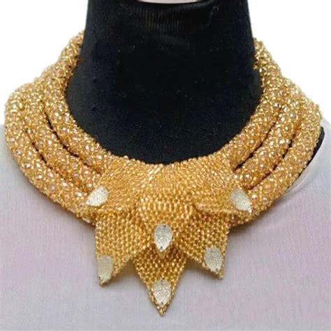 Luxury Gold Dubai Jewelry Sets Bridal Design 3 Layers Necklace With Leaves Nigerian Jewellery ...