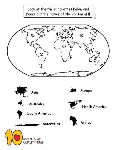 Continents Worksheet 2nd Grade