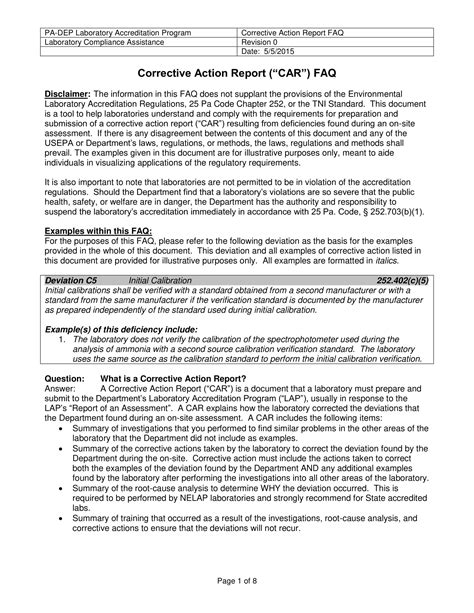 Corrective Action Report - 17+ Examples, Format, Pdf