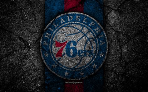 Download wallpapers Philadelphia 76ers, NBA, 4k, logo, black stone ...