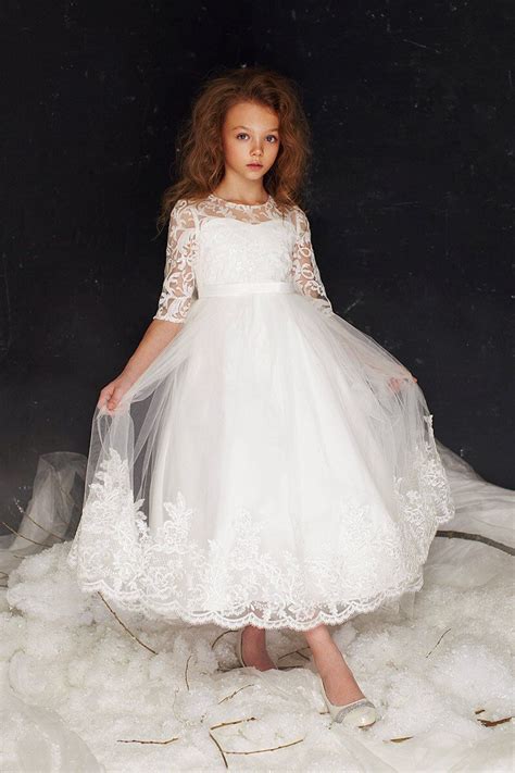 Lily Dress first communion long sleeve girls flowergirl lace | Etsy in 2020 | Communion dresses ...