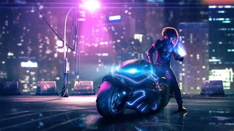 1920x1080 Cyberpunk Bike Street Light Laptop Full HD 1080P ,HD 4k Wallpapers,Images,Backgrounds ...