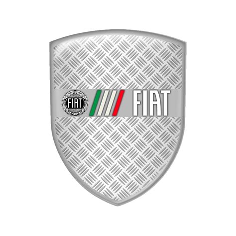 Fiat Silicone Emblem Steel Effect Italy Flag Old Logo | Domed Emblems | Stickers | X-Sticker