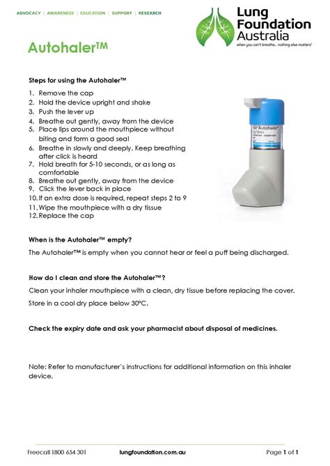 Autohaler inhaler device technique - Lung Foundation Australia