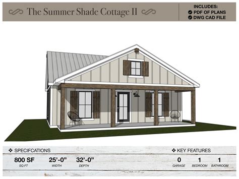 800 SQ FT Tiny House, 32'0 X 25'0, Cottage Floor Plans, Modern Farmhouse, Architectural Plans ...