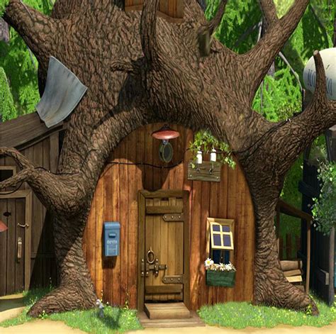 8x8FT Cartoon Bear Tree Trunk House Wood Door Forest Custom Background Photo Studio Backdrops ...