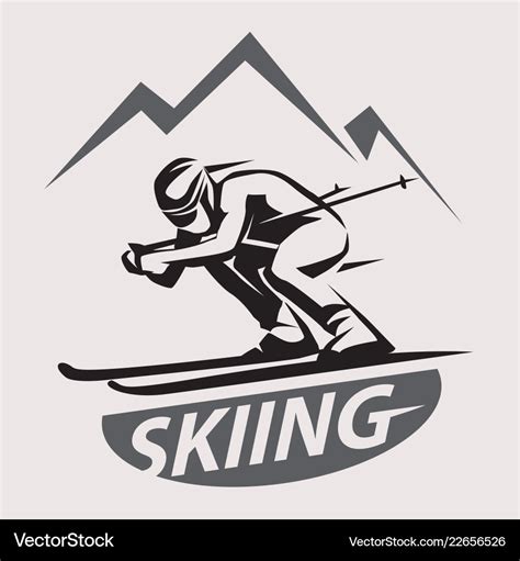 Skiing stylized symbol logo or emblem template Vector Image