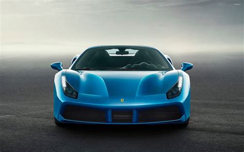 Blue Ferrari 488 Spider front view wallpaper - Car wallpapers - #51124