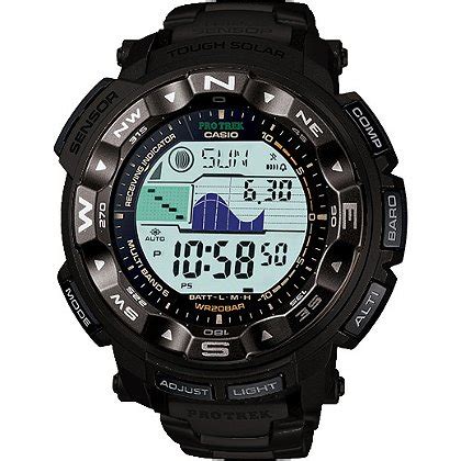 Casio Pro Trek Solar Atomic Watch, Digital/Analog, Compass, Altimeter, Barometer, Black