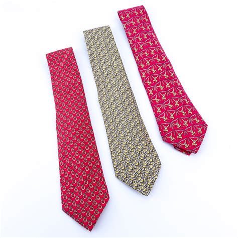 Three (3) Hermes 100% Silk Ties. Various Patterns. | Kodner Auctions