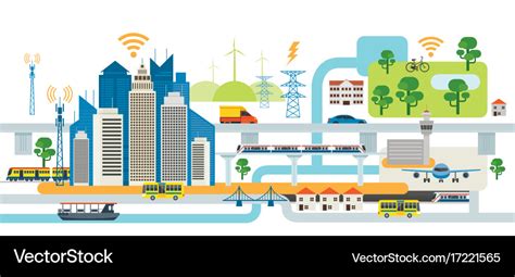 Smart city infrastructure Royalty Free Vector Image