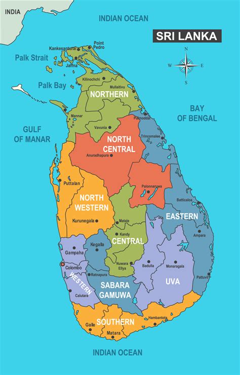 Sri Lanka Map With District Names 21253676 Vector Art at Vecteezy