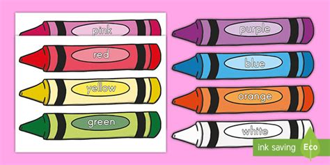 Color Words on Crayons Cut-Outs