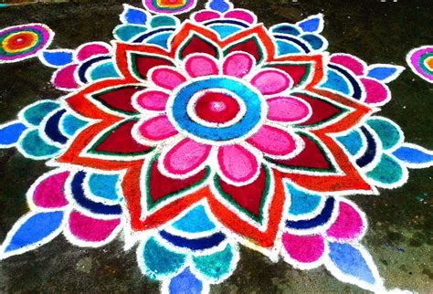 Simple rangoli designs with flowers and colours - Fashion Beauty Mehndi Jewellery Blouse Design