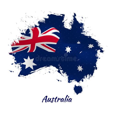 Hand Painted Brush Map of Australia in Australian Flag Colors Stock Vector - Illustration of ...