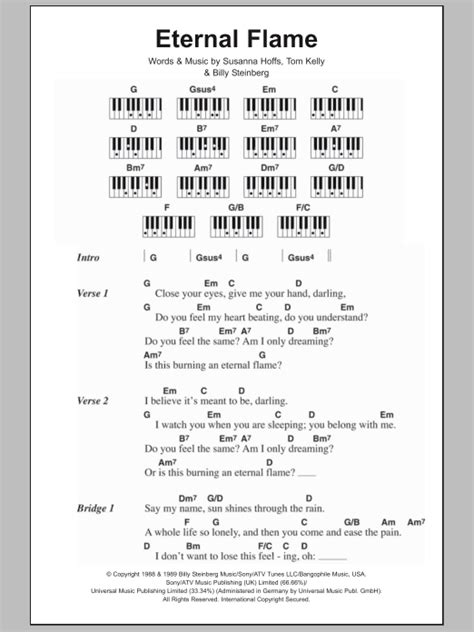 Eternal Flame by The Bangles Sheet Music for Piano Chords/Lyrics at Sheet Music Direct