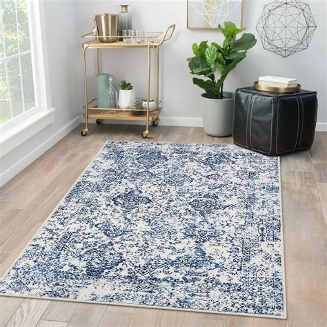 Amazon.com: Lahome Moroccan Floral Washable Rugs-3x5 Soft Blue Rugs for ...