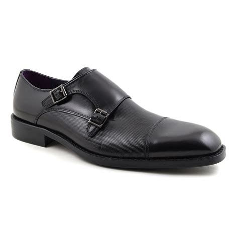 Buy Black Double Monk Strap Mens Shoes | Gucinari