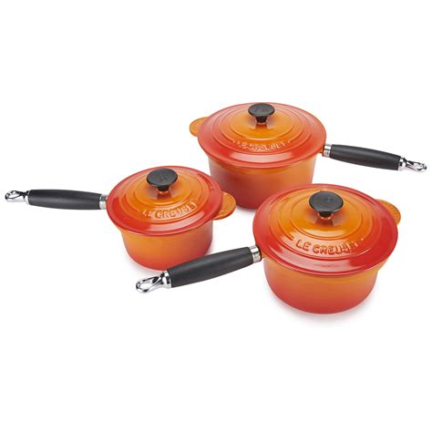 Le Creuset Cast Iron 3 Piece Saucepan Set - Volcanic Homeware | TheHut.com