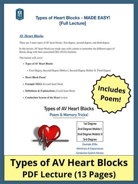 AV Heart Block Poem: First, Second, Third Degree Types, ECG Rhythm Examples, Explanation Made ...