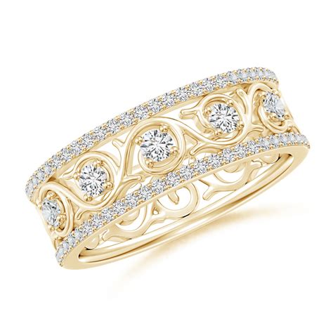 Edwardian Style Filigree Diamond Wedding Band | Angara