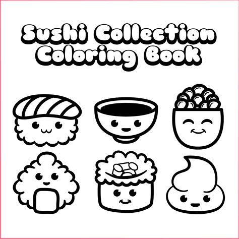 Cute Kawaii Sushi Collection Coloring Book 16186755 Vector Art at Vecteezy