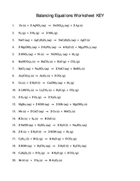 49 Balancing Chemical Equations Worksheets [with Answers]