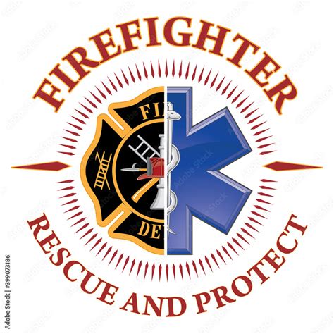 Firefighter Protect and Rescue is a design illustration that includes ...