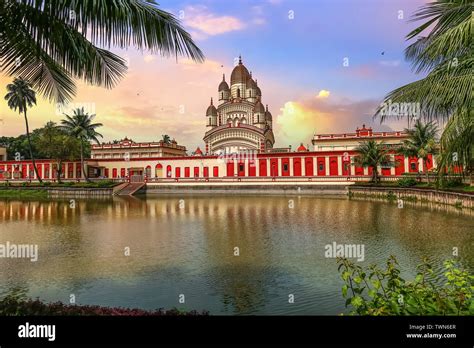 Kali temple at Kolkata Dakshineshwar with scenic landscape at sunset Stock Photo - Alamy