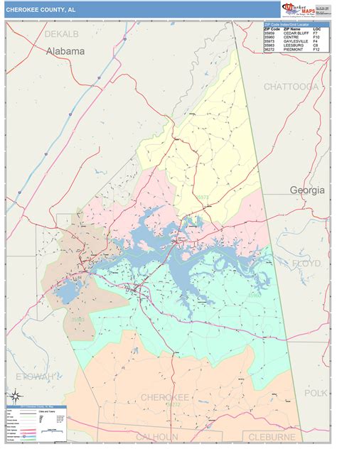 Cherokee County, AL Wall Map Color Cast Style by MarketMAPS - MapSales