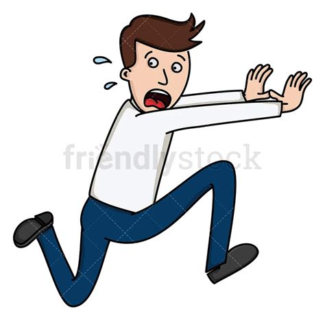 Man Frantically Running Away Cartoon Vector Clipart - FriendlyStock