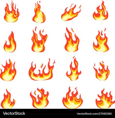 Cartoon fire flame fires comic images bonfire Vector Image